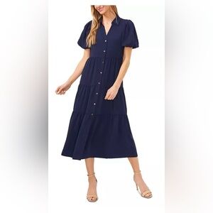 NWOT MSK tiered maxi dress featuring stylish puff sleeves